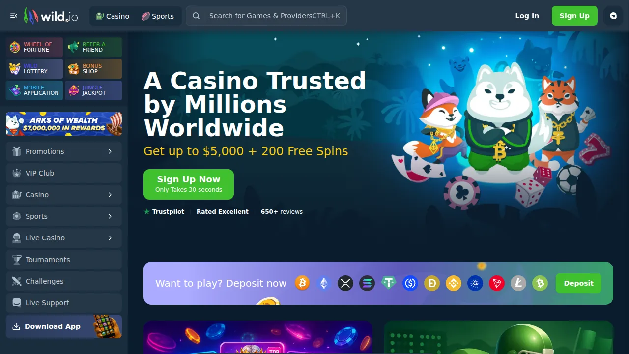 Captura de la oferta de bienvenida de Wild.io Casino